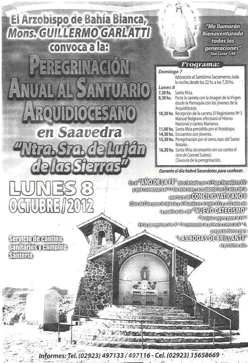 Saavedra - 08 de Octubre - Peregrinaciòn Anual a la Ermita de la localidad