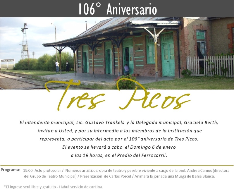 Tres Picos - Este domingo 6 celebrará su 106° aniversario a puro show