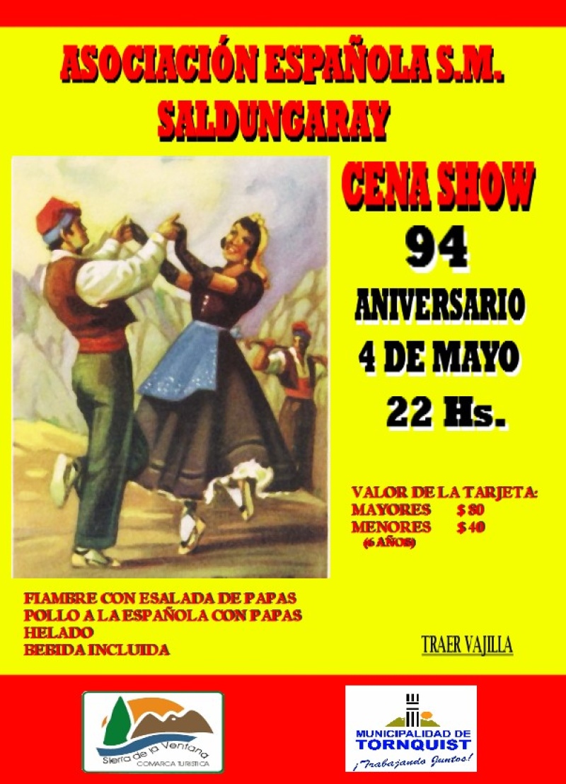 Saldungaray - Se viene la cena show por el Aniversario 94 de la Asociaciòn Española