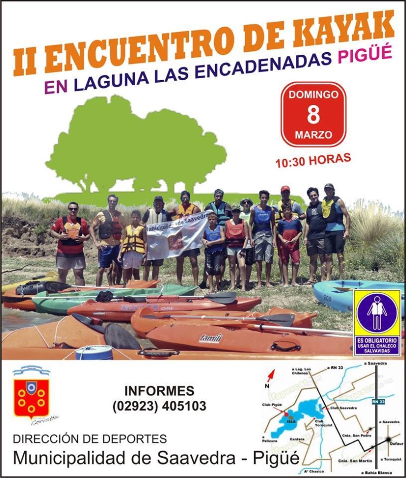 Pigüé - El 8 de Marzo se realiza el "II Encuentro de Kayacs" en Laguna Las Encadenas