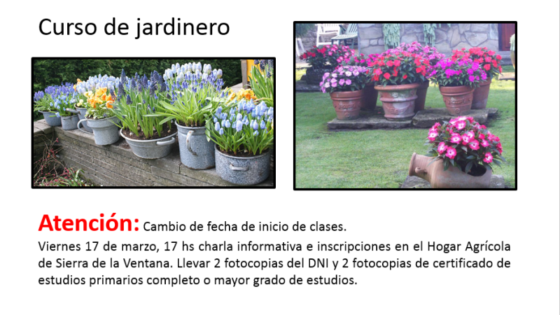 Sierra de la Ventana - Llega un curso para quienes aman la jardinería