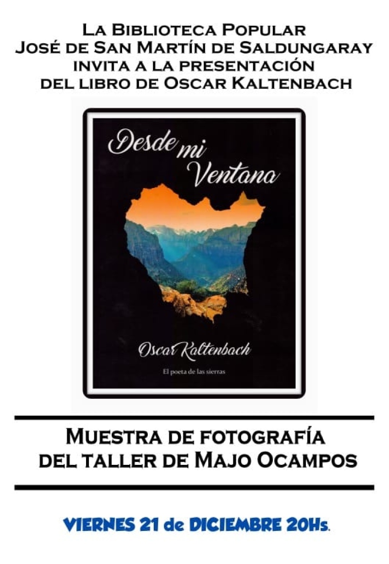 Saldungaray - La Biblioteca presenta "Desde mi Ventana" el libro de Oscar Kaltembach