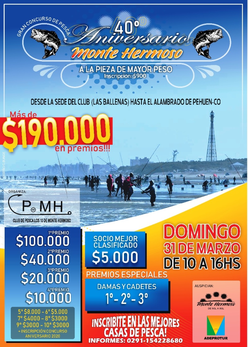 Monte Hermoso - 190 mil pesos en premios para el Concurso de Pesca Aniversario