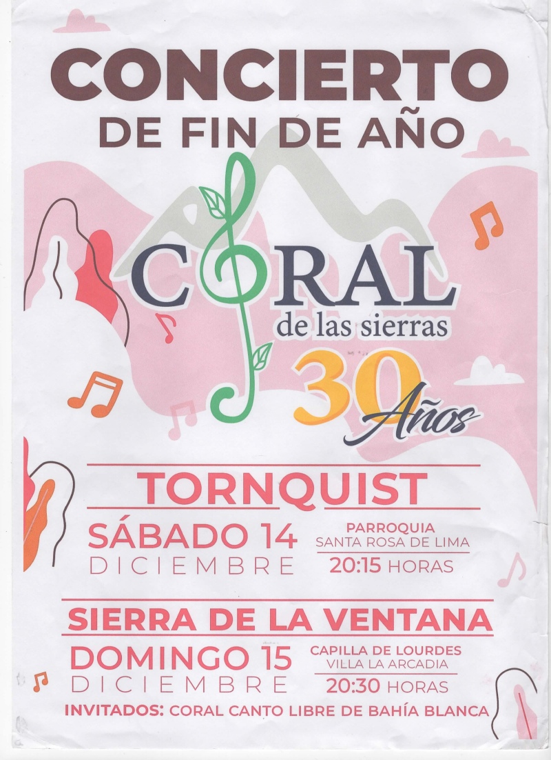 Tornquist - El Coral de las Sierras cierra su año con un concierto