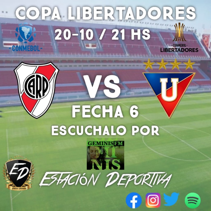Fútbol - Este martes Géminis Fm transmite la sexta fecha de la Copa Libertadores