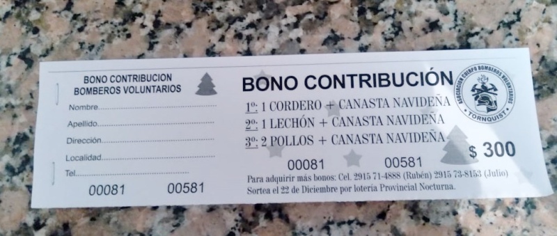 Tornquist - Ya está en la calle, el Bono Contribución de los Bomberos Voluntarios