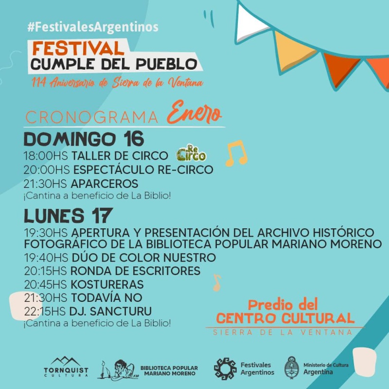 Sierra de la Ventana – La Biblioteca “Mariano Moreno” invita al festival de Aniversario