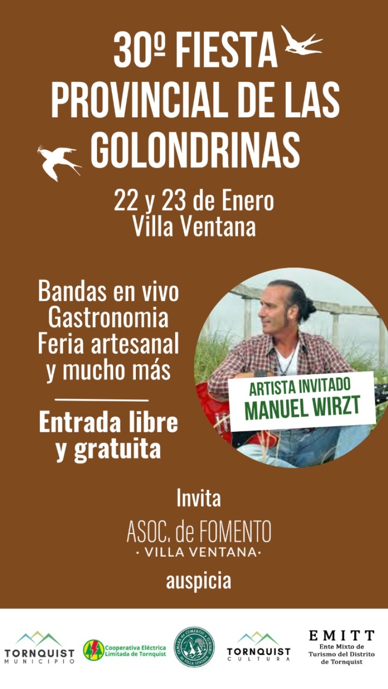 Villa Ventana – Manuel Wirtz llega a la 30 edición de la "Fiesta Provincial de Las Golondrinas"