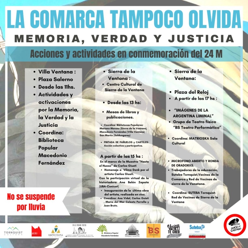 Sierra de la Ventana - (24 de Marzo) Memoria, verdad y Justicia, la Comarca tampoco olvida...