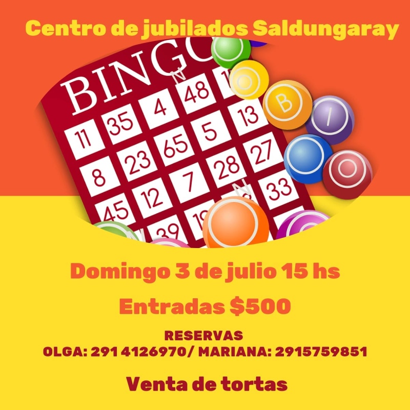 Saldungaray - Llega el Bingo organizado por el Centro de Jubilados y Pensionados
